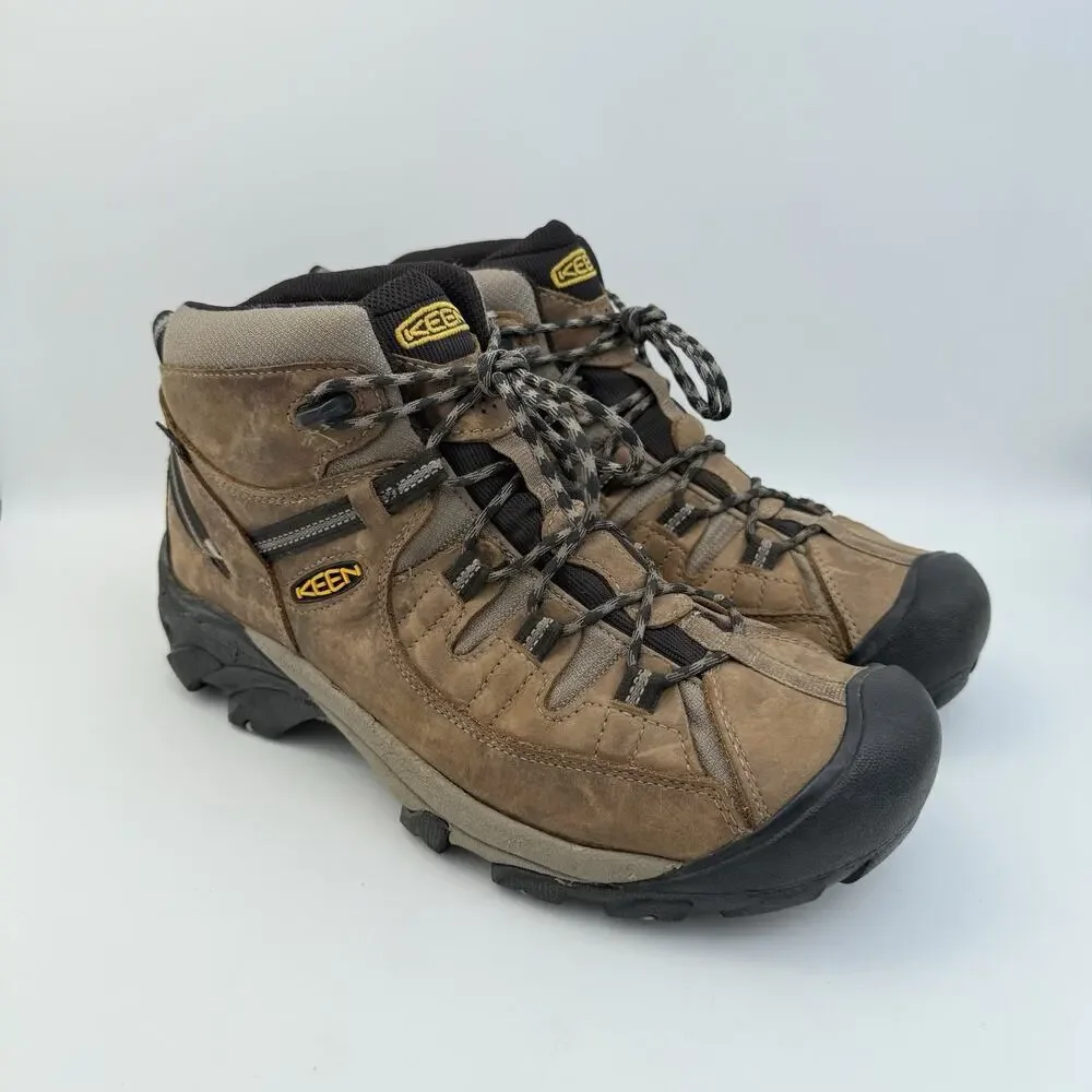 KEEN Mens Targhee II 2 Mid Height Waterproof Hiking Boots 12 Wide Brown Outdoors